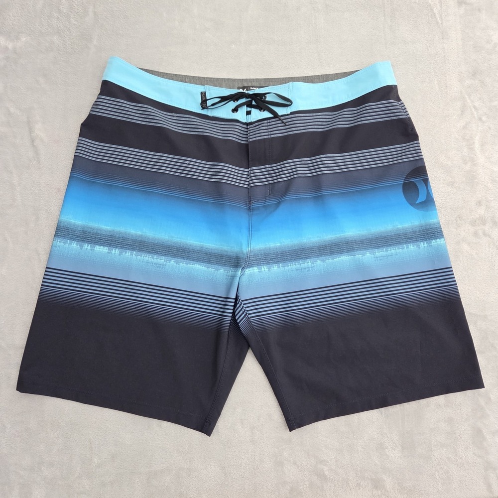 Hurley Phantom Board Shorts Mens 36 Blue Ombre Stripe Swim Trunks F1279 Surf Pro
